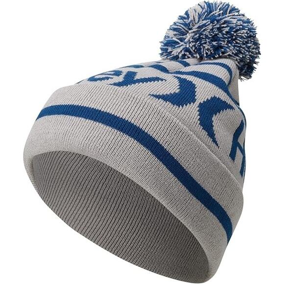 Hurley Ragland Gray Blue Pom Beanie Knit Winter Hat Cuffed Acrylic One Size New - Picture 6 of 12
